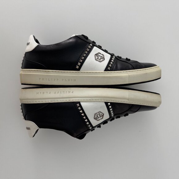 PHILIPP PLEIN Leather Studs Lo-Top sneakers Black, Size 44/ US 11 - Picture 6 of 17